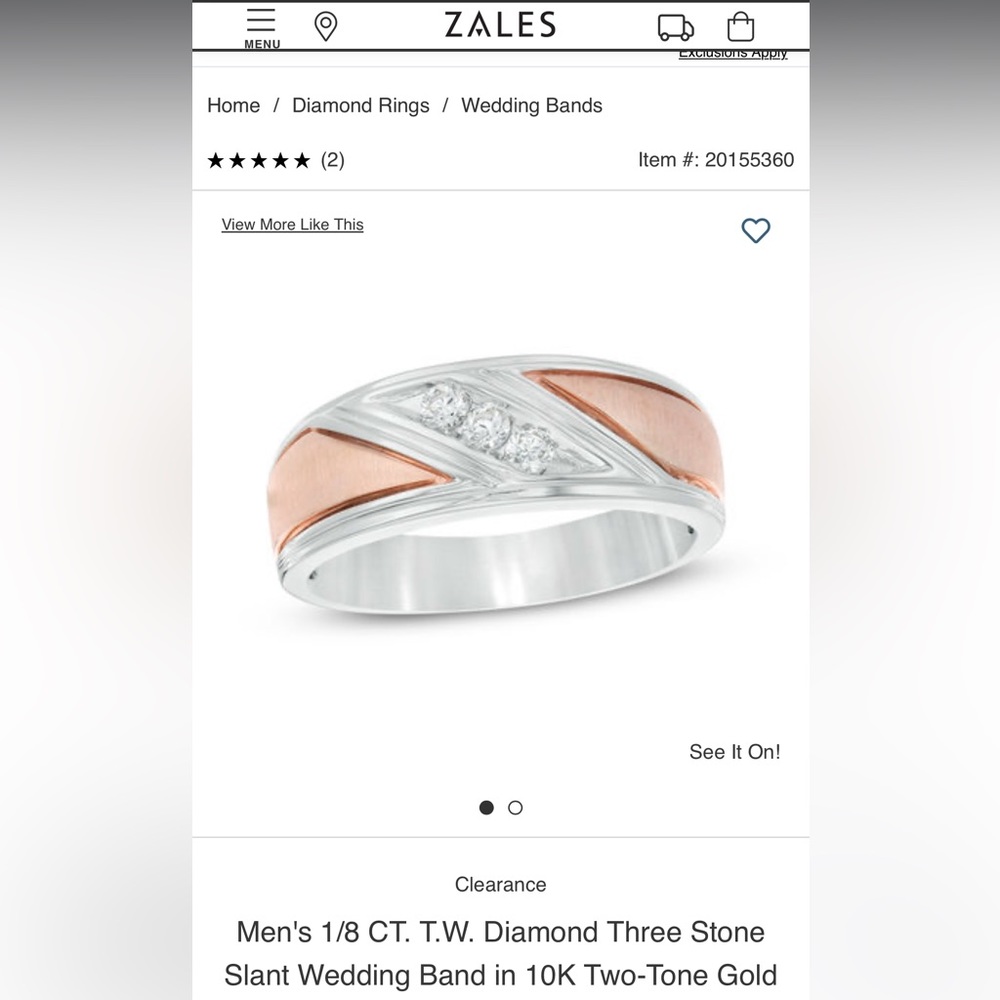 Zales Men’s 1/8 CT T.W. Rose Gold 10K Wedding Ring